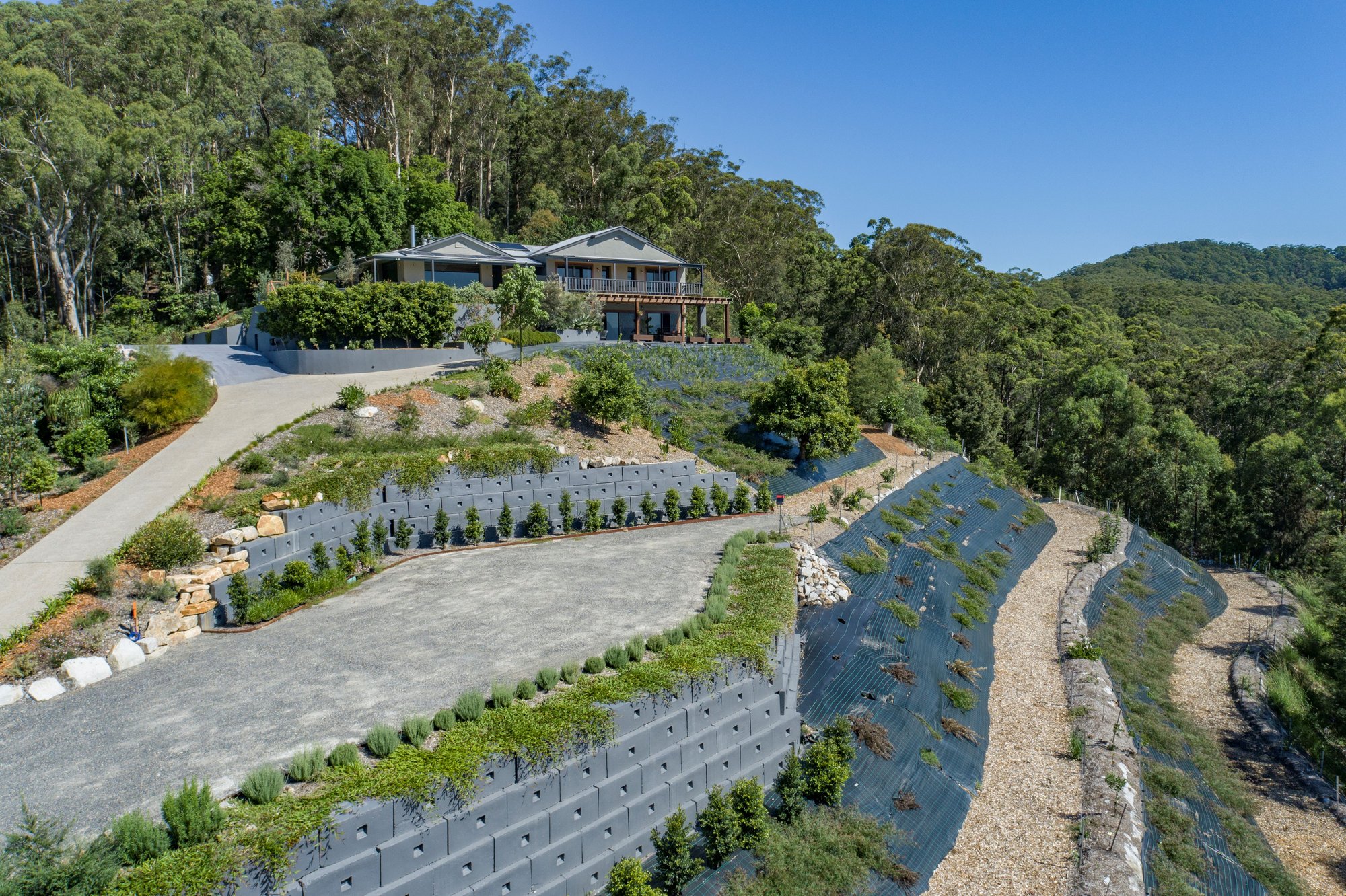 Wide landscape of the ridge and garden at Hilltop Sanctuary